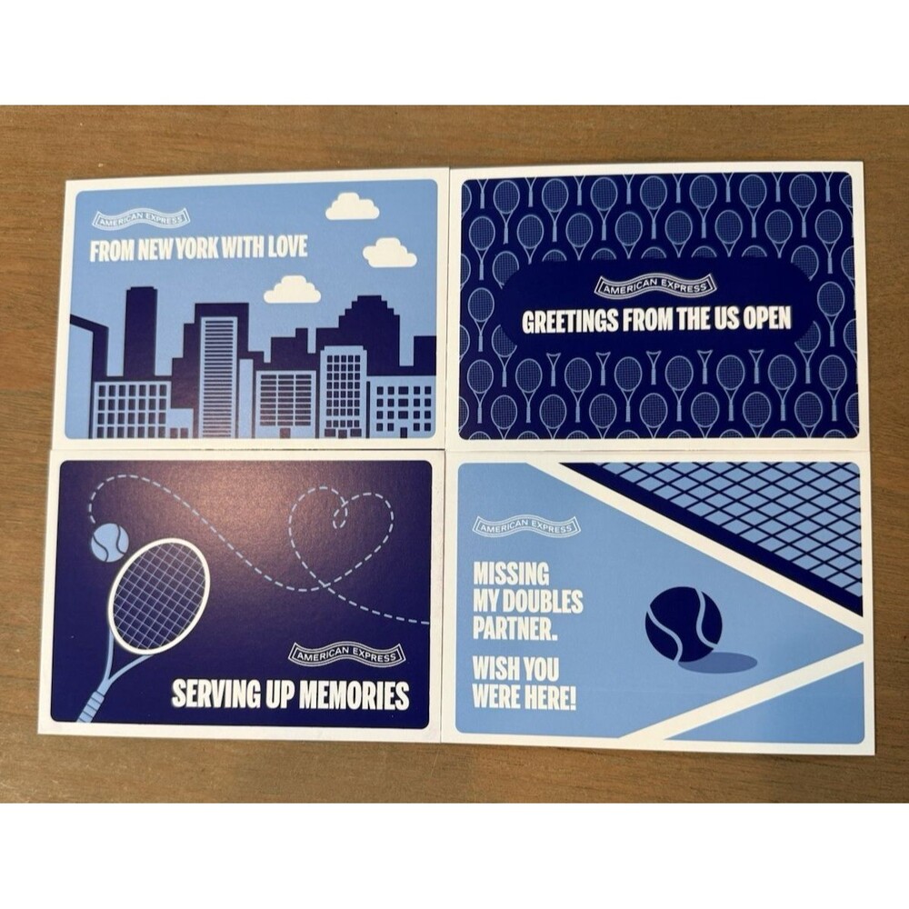 US Open Tennis 2025 Postcards American Express Merch AMEX Postcard Set of 4 NEW